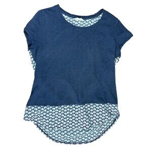 MAISON JULES MIXIE TEE Size M Color Blue with Elephants Short Sleeve